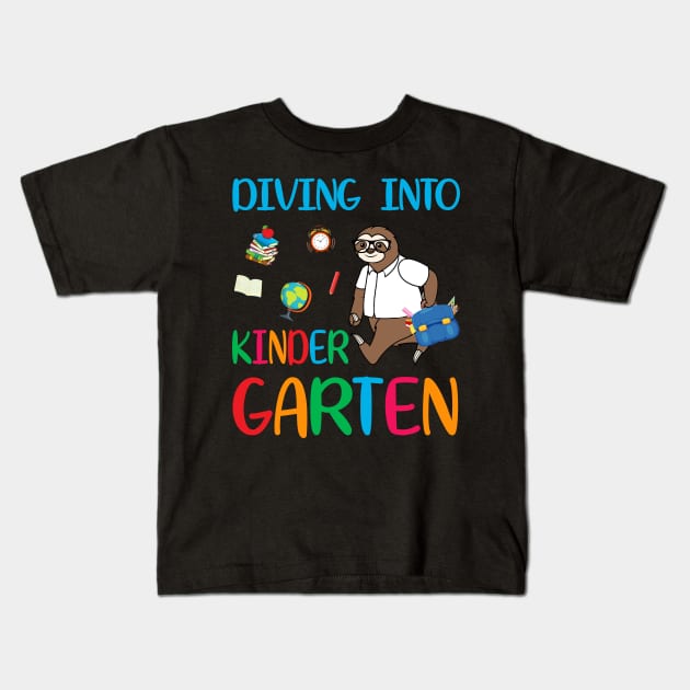 Diving Into Kindergarten Dabbing Sloth Back To School Kids T-Shirt by Camryndougherty